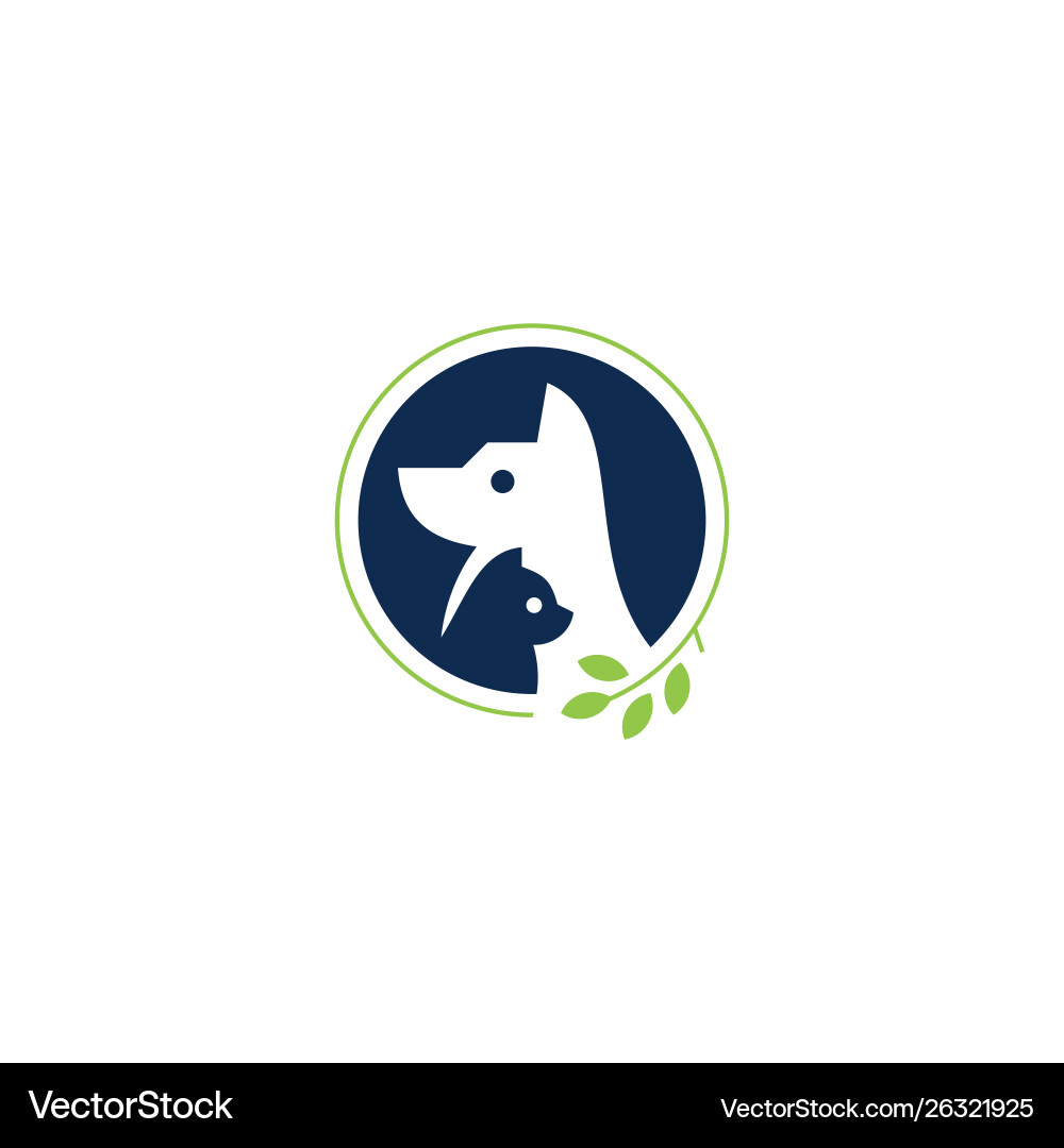 Dog cat pet leaf logo icon Dog cat pet leaf logo icon vector image