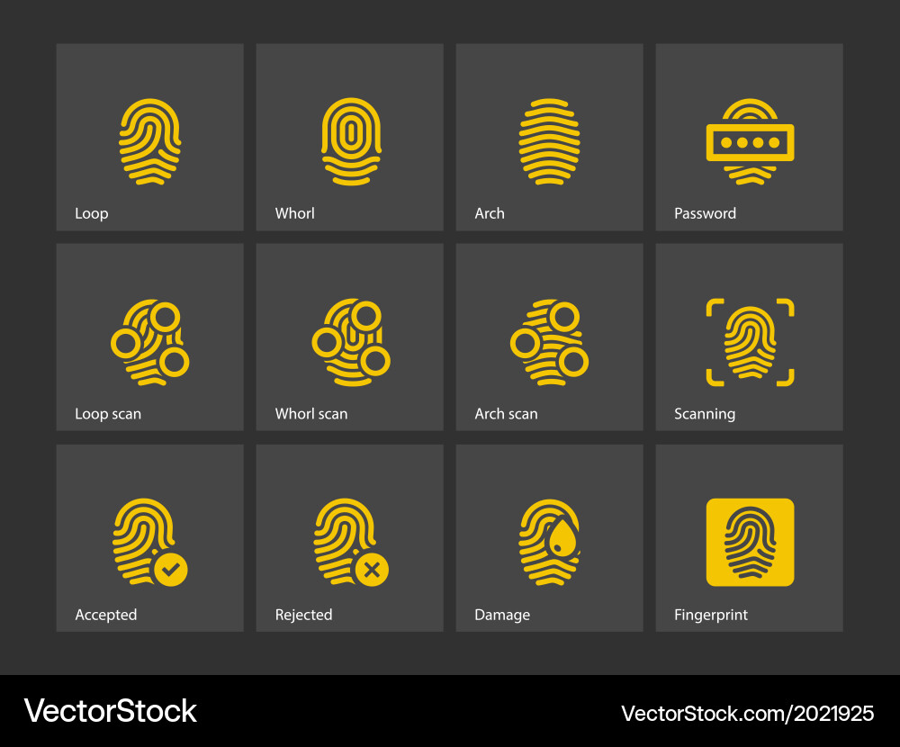 Fingerprint and Thumbprint Icons Set Vector Image