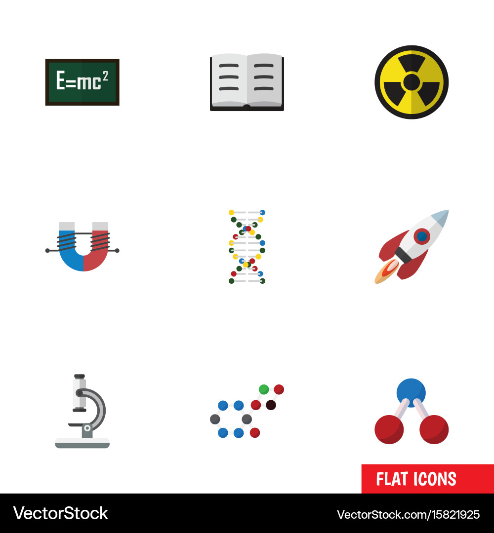 Flat icon science set of theory relativity Vector Image