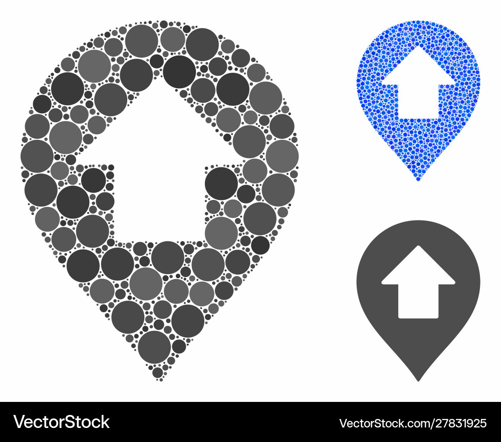 Forward up arrow marker mosaic icon circle dots Forward up arrow marker mosaic icon circle dots vector image