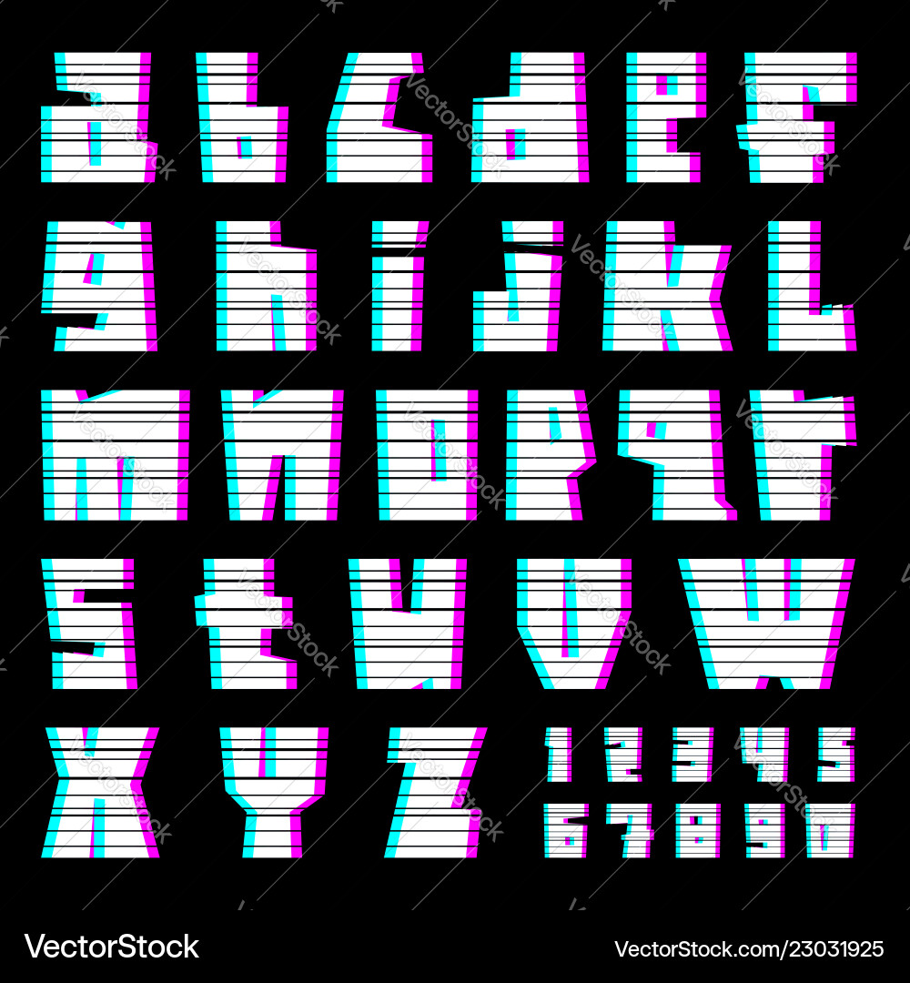 Glitch font with interference lowercase Glitch font with interference lowercase vector image