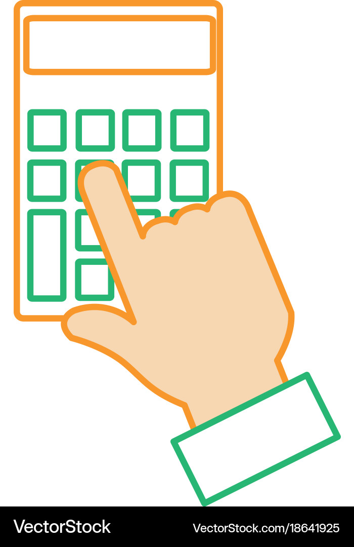 Hand with calculator device isolated icon Vector Image