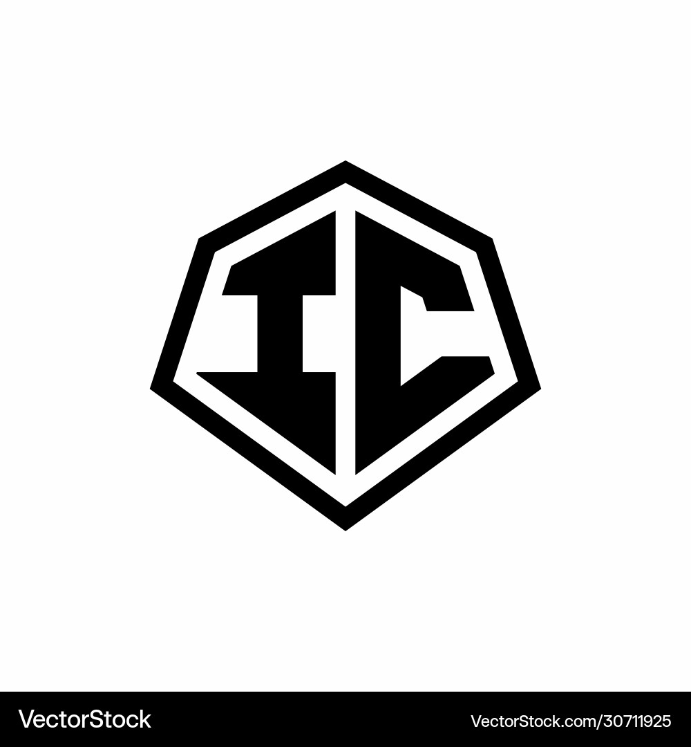 Ic monogram logo with hexagon shape and line Ic monogram logo with hexagon shape and line Vector Image