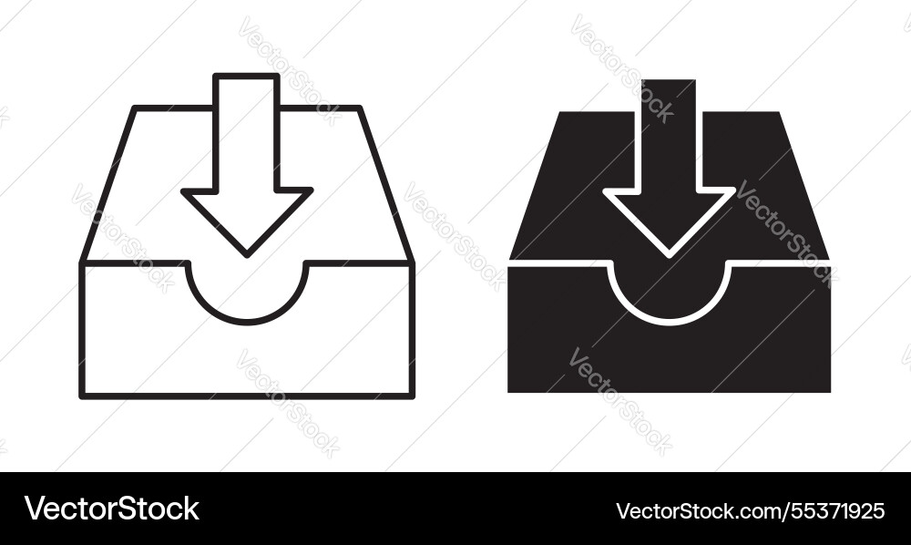 Inbox icon set in thin line for web Inbox icon set in thin line for web vector image