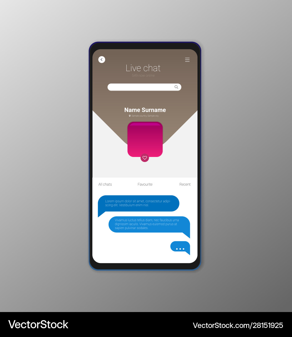 Mobile application interface live chat ui ux gui Mobile application interface live chat ui ux gui vector image