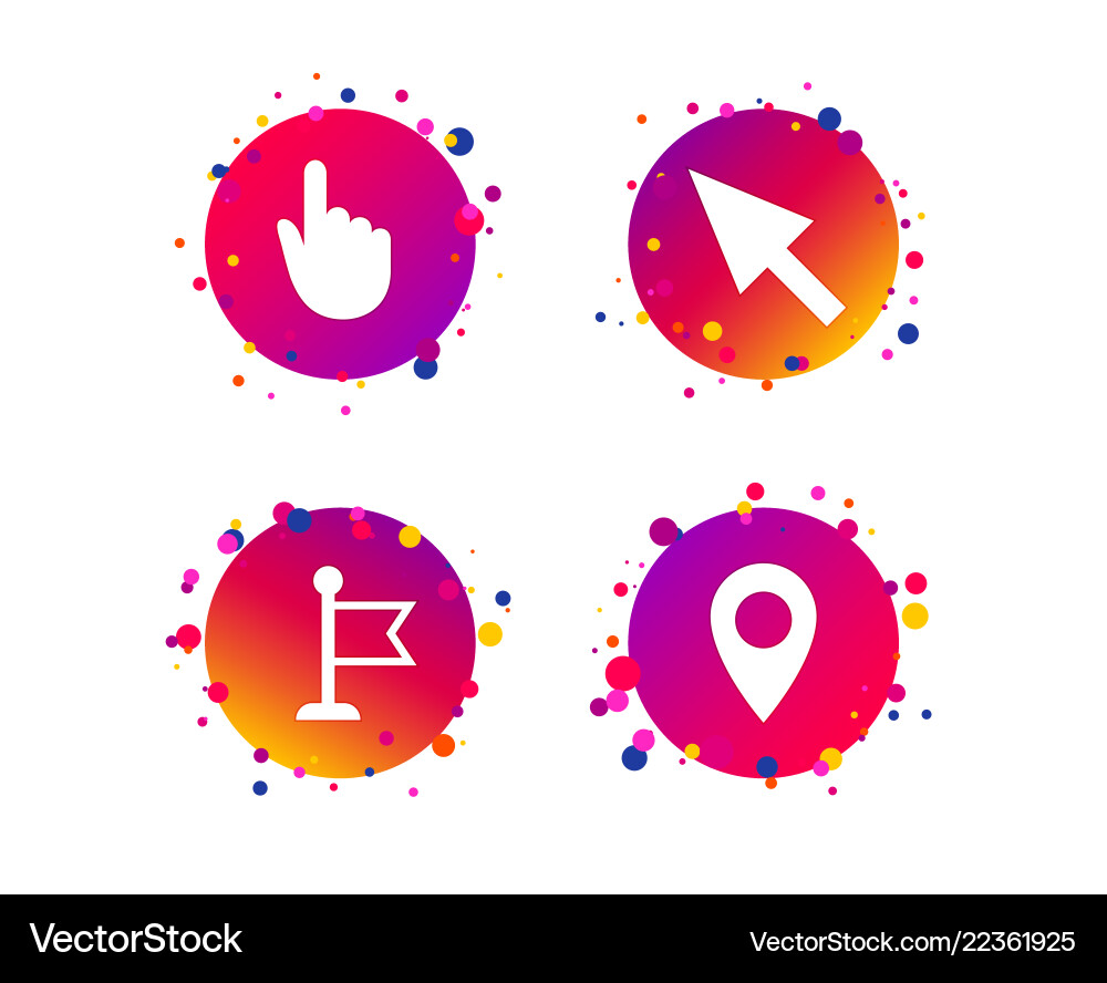Mouse cursor icon hand or flag pointer symbols vector image
