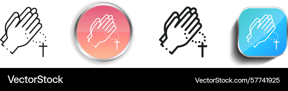 Pray icon thin linear regular and button style vector image
