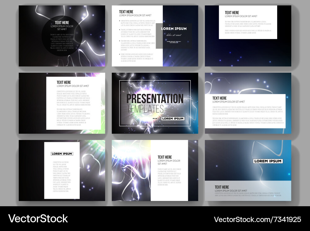 Set of 9 templates for presentation slides vector image