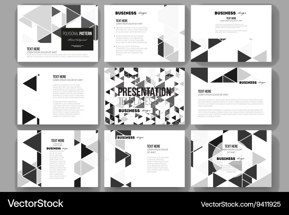 Set of 9 templates for presentation slides Vector Image