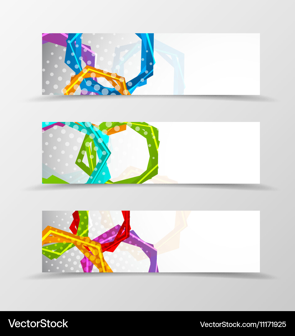 Set of header banner hexagons design vector image