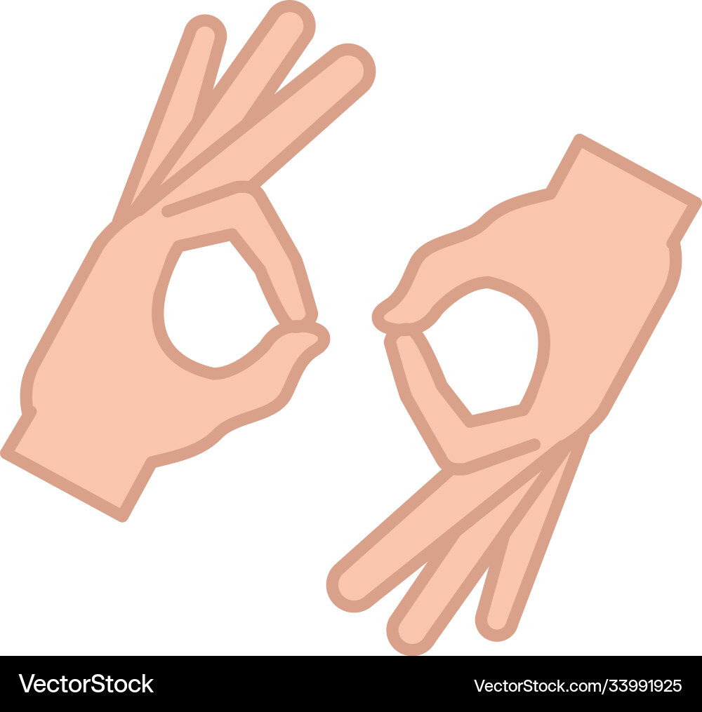 Sign language interpreting hand gesture line Vector Image