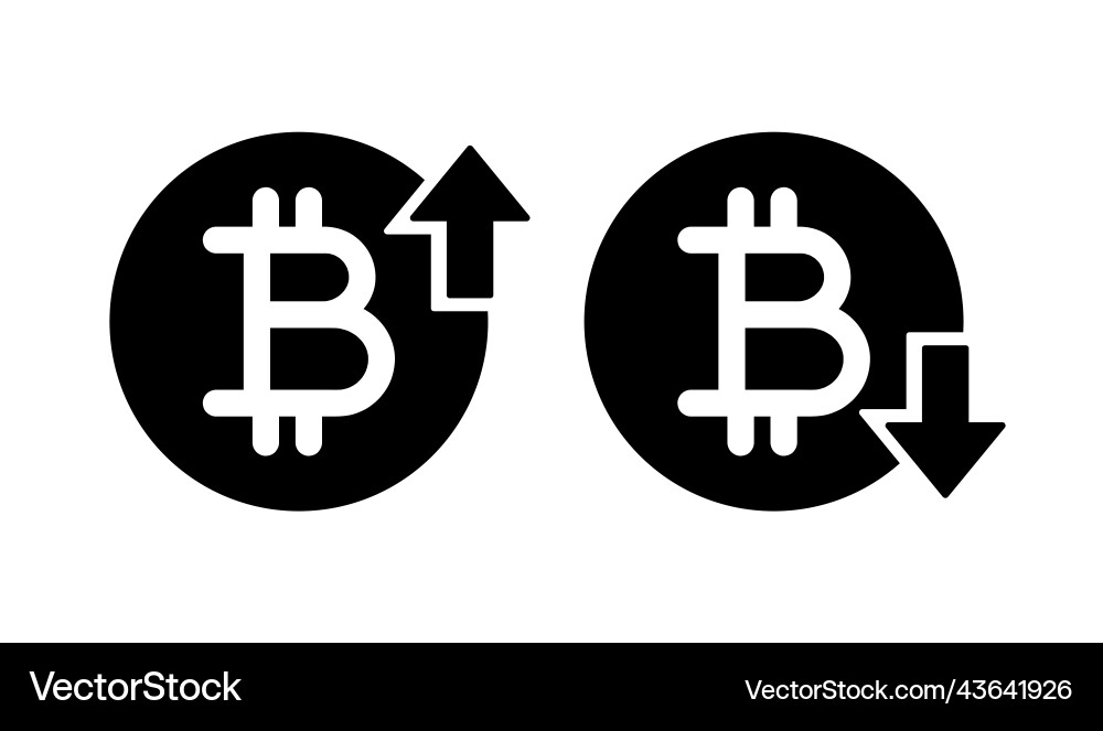 Bitcoin symbol with arrow up and down rounded Bitcoin symbol with arrow up and down rounded vector image