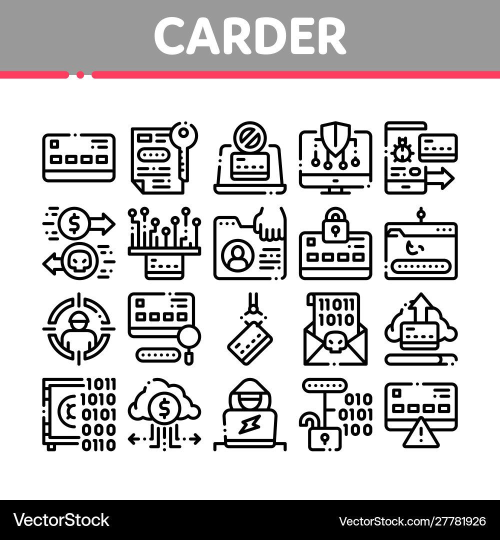 Carder hacker collection elements icons set Carder hacker collection elements icons set vector image