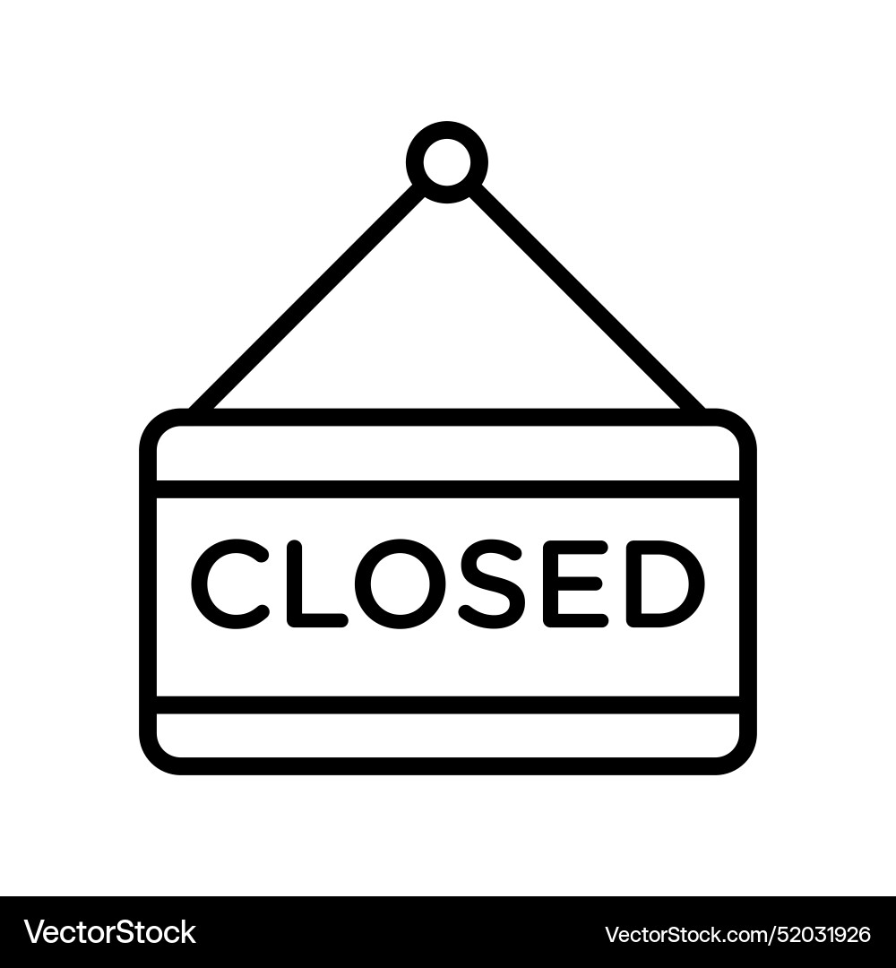 Closed sign linear logo mark in black and white Vector Image