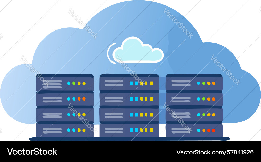 Cloud Server Datenbank Hosting Design Generative Vektorbild