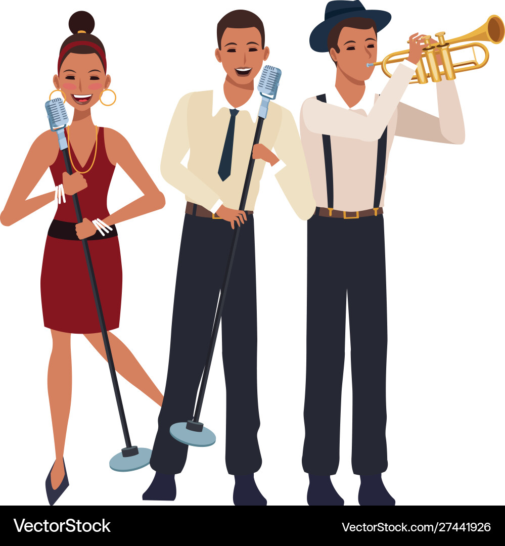 Cuban band with woman singer flat design Cuban band with woman singer flat design vector image