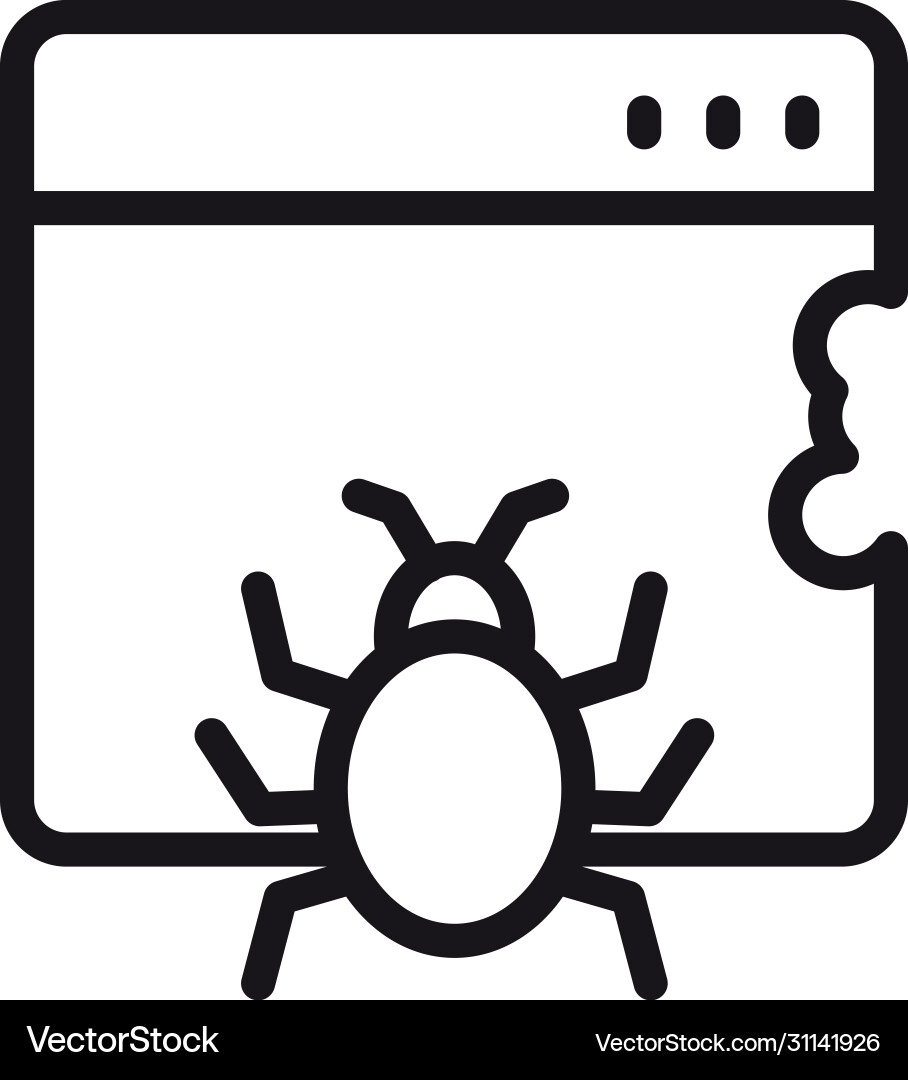 Cyber security concept web page with bug malware vector image