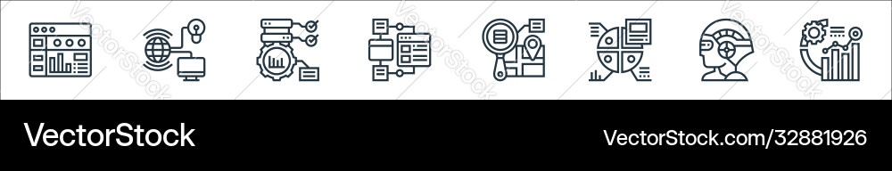 Data analytics line icons linear set quality Data analytics line icons linear set quality vector image