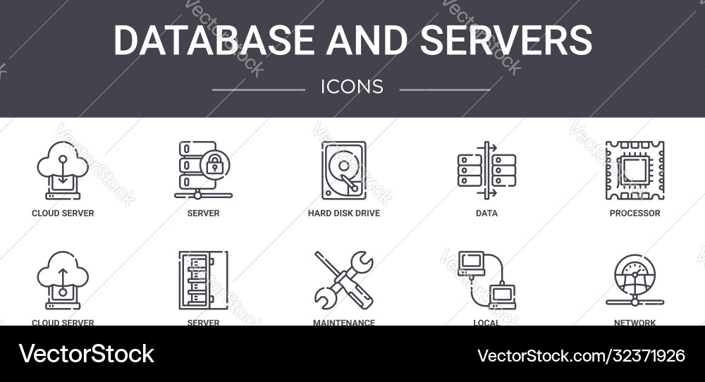 Database and servers concept line icons set Database and servers concept line icons set vector image