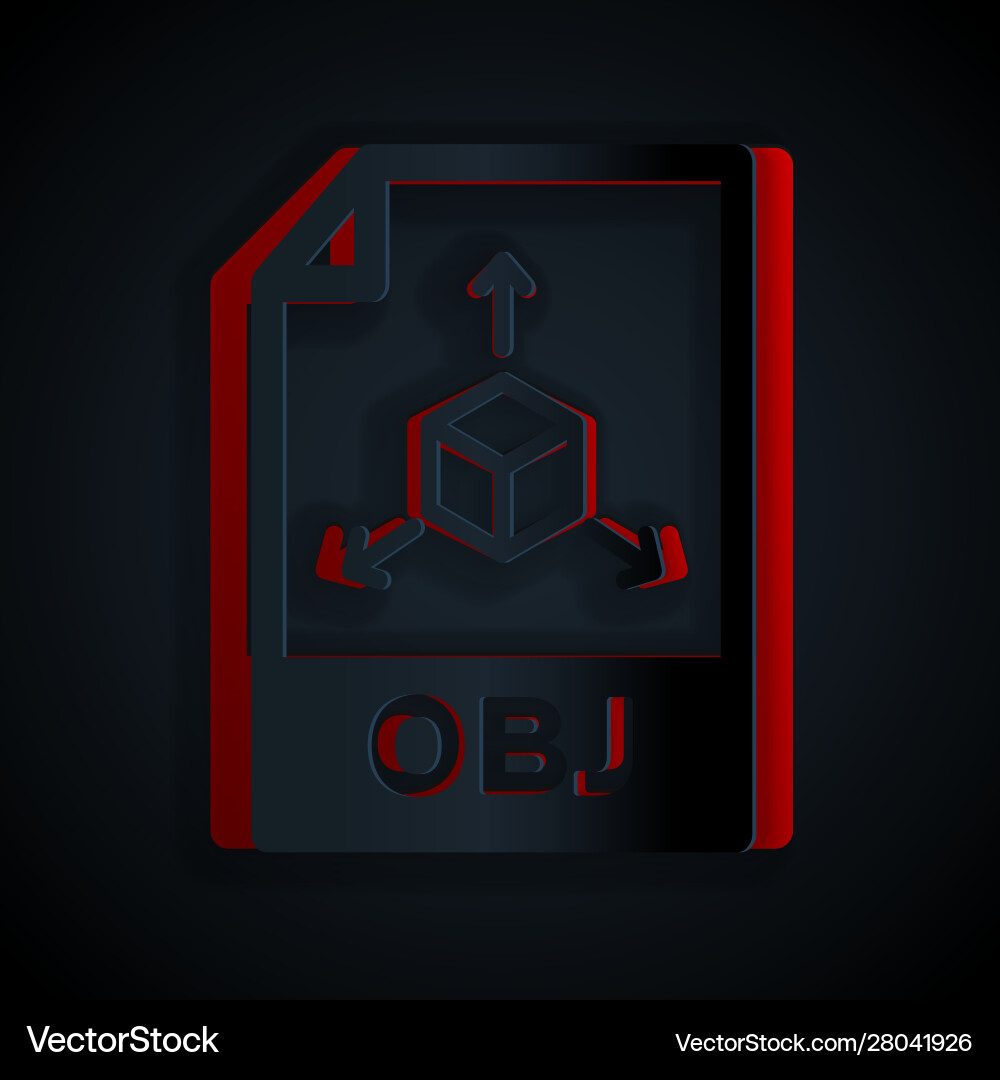 Paper cut obj file document download button Paper cut obj file document download button vector image