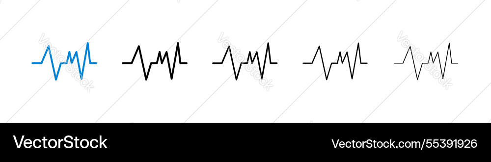 Pulse icons in five different stroke sizes Vector Image