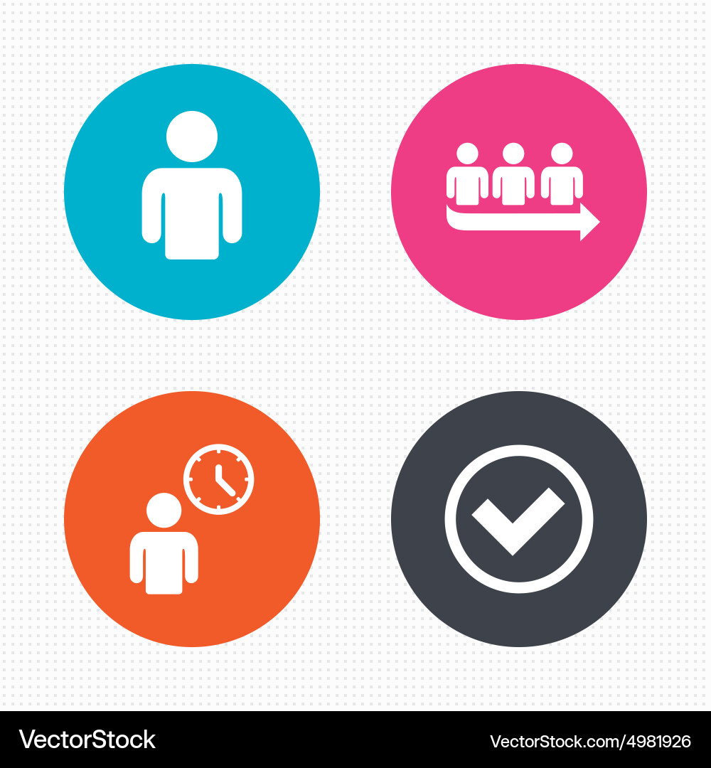 Queue icon person waiting sign check and time vector image