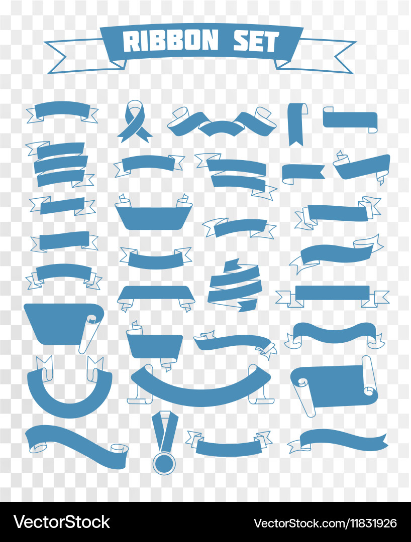 Ribbon set linear style Vector Image