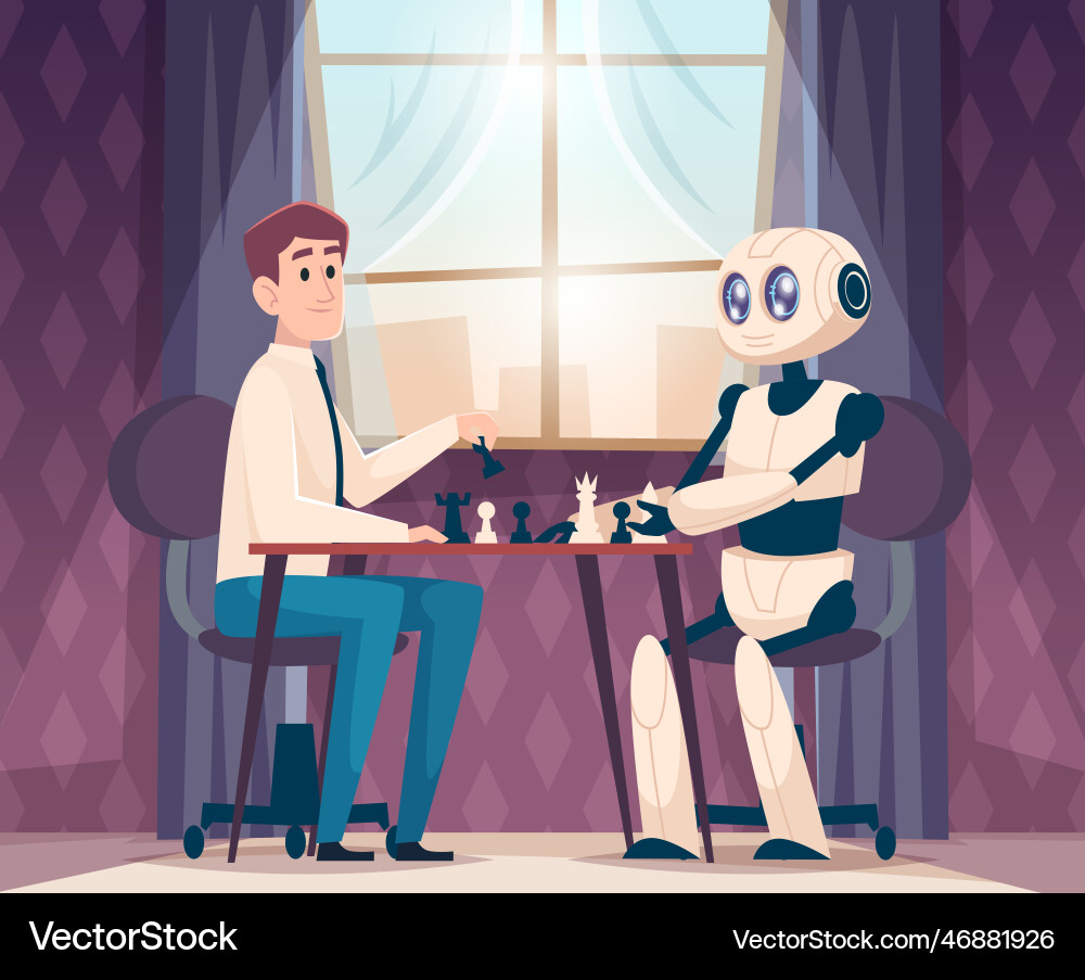 Robots and Strategy - Chess Connection vector image