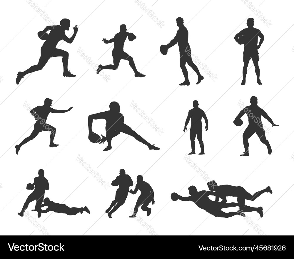 Rugby Player Silhouettes vector image