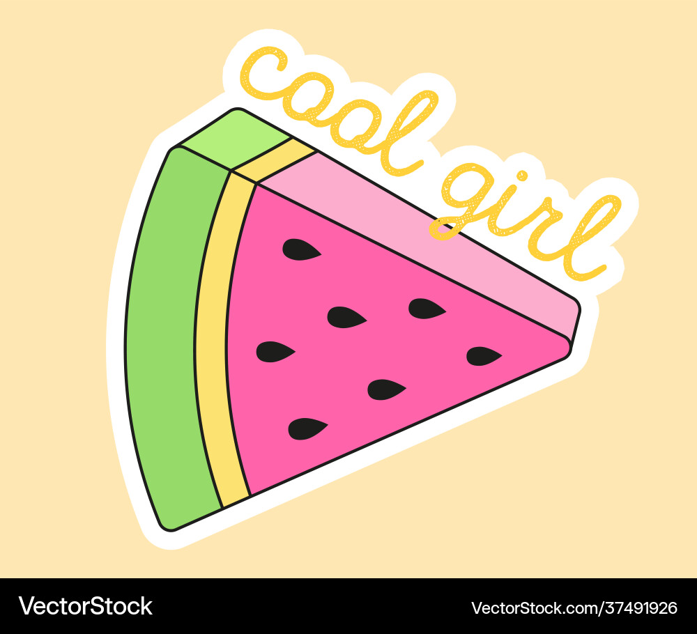 Süße Mode-Patch mit Wassermelone Scheibe und cool Süße Mode-Patch mit Wassermelone Scheibe und cool vektorbild