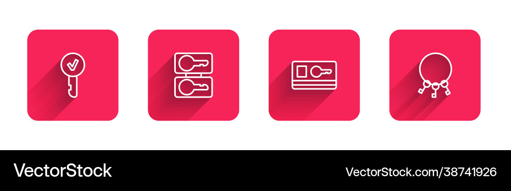 Set line key casting keys card and bunch Vector Image