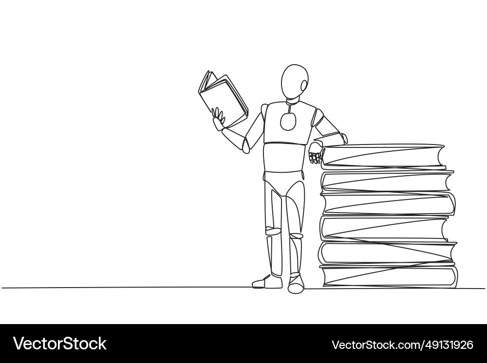 Single continuous line drawing smart robot Single continuous line drawing smart robot vector image