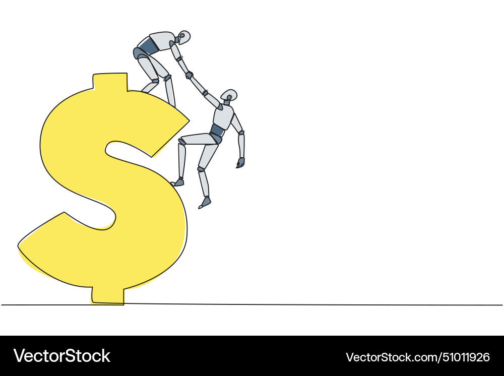 Single continuous line drawing smart robotic Vector Image