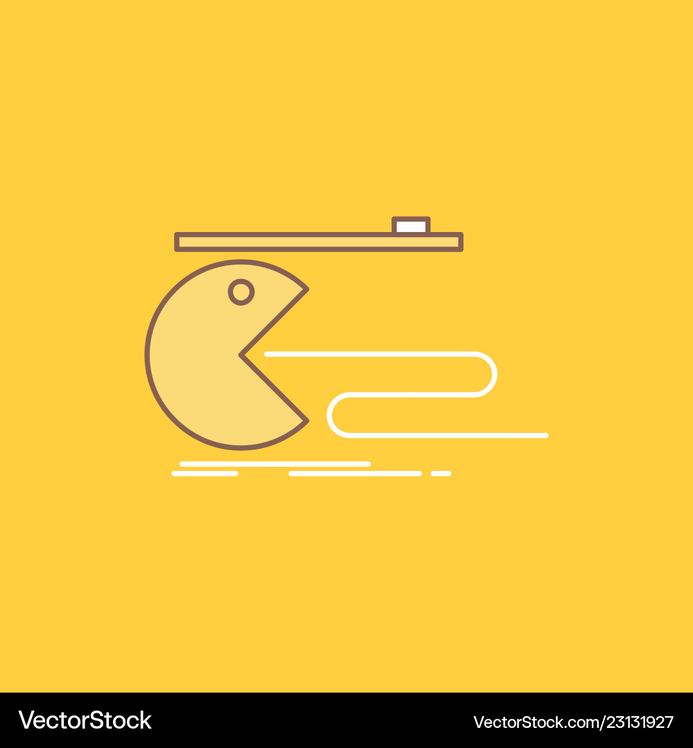 Character computer game gaming pacman flat line Character computer game gaming pacman flat line vector image