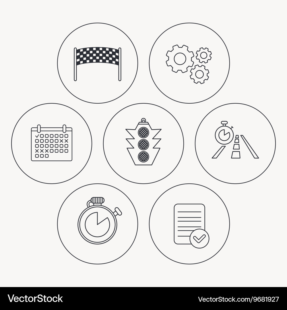Checkpoint traffic lights and timer icons Vector Image