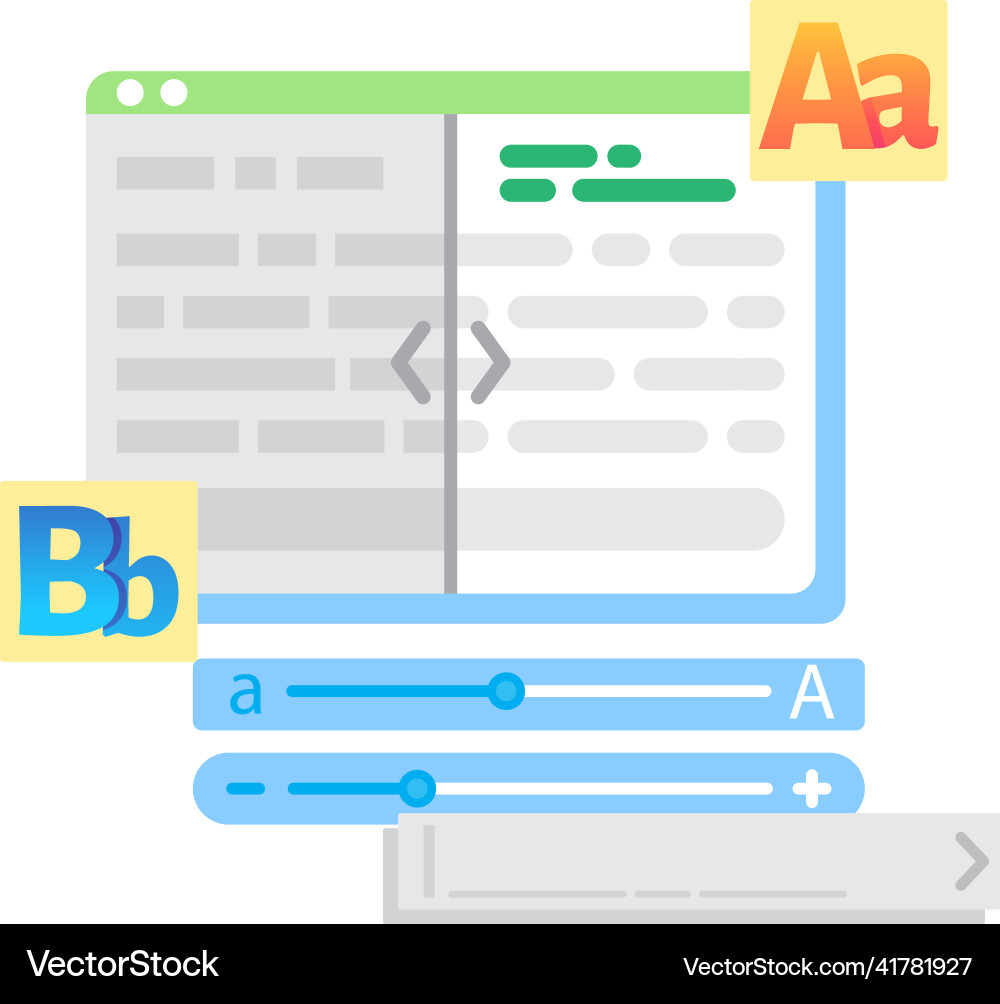 Choose font for text editor or ebook app Vector Image