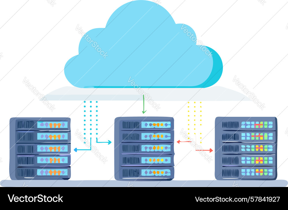 Cloud it infrastructure server rack design vector image