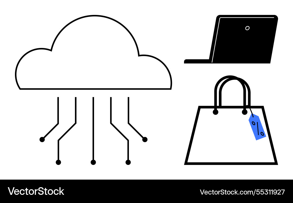 E-commerce cloud computing and digital security E-commerce cloud computing and digital security vector image