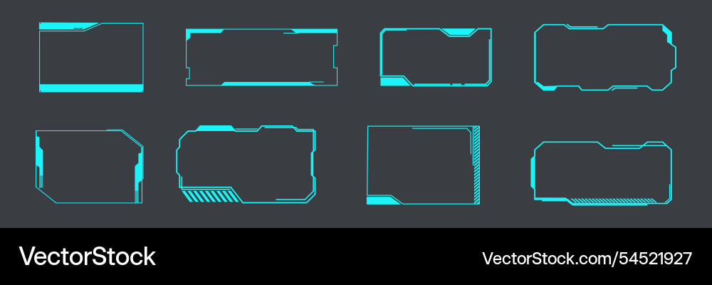 Futuristic hud frames borders text box game menu Futuristic hud frames borders text box game menu vector image