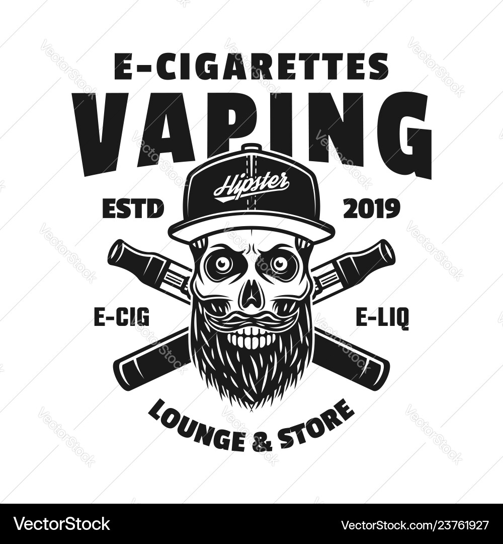 Hipster skull in cap and two e-cigarettes Hipster skull in cap and two e-cigarettes vector image