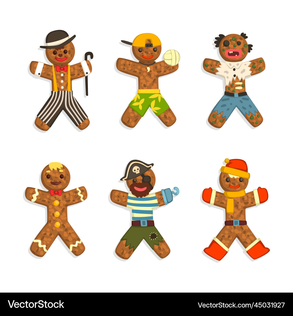 Lustiger Gingerbread Herren Kostüme Vektorbild