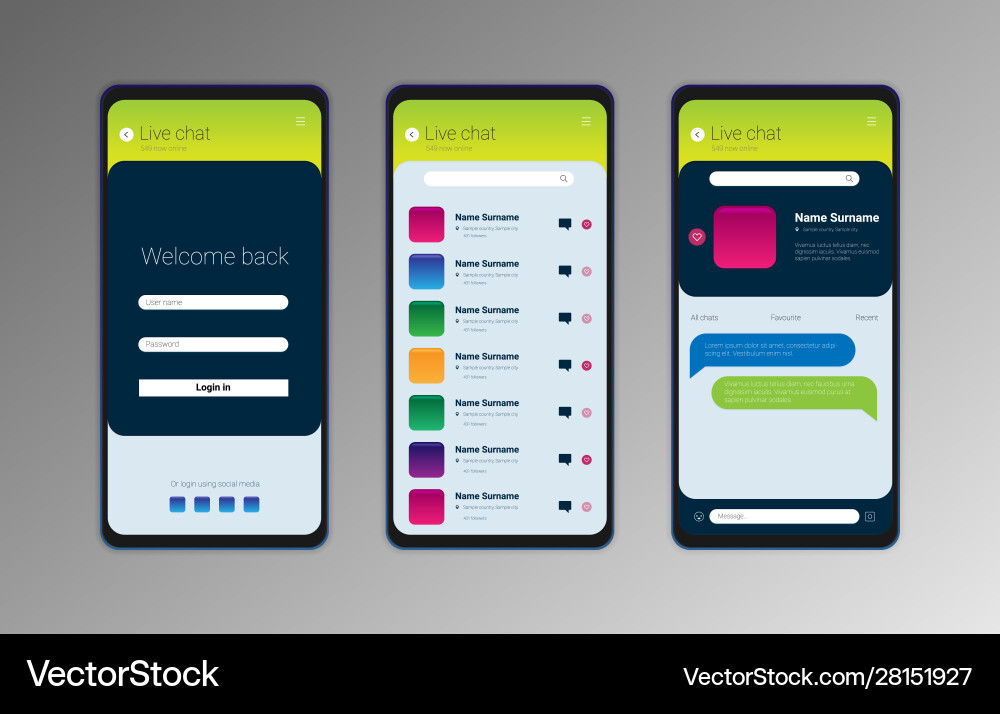 Mobile Anwendungsschnittstelle live chat ui ux gui Mobile Anwendungsschnittstelle live chat ui ux gui vektorbild