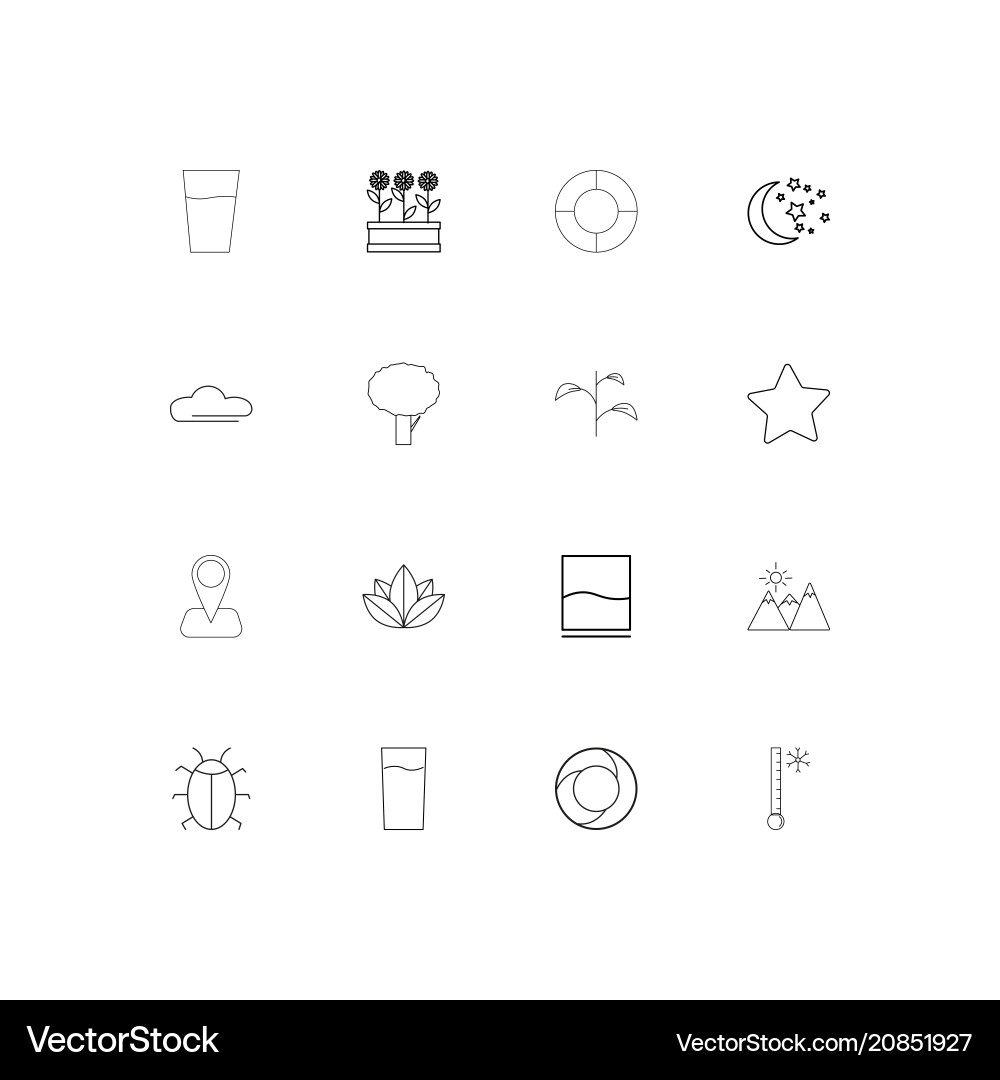 Nature linear thin icons set outlined simple Vector Image