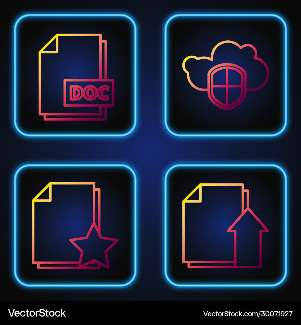 Set line upload file document with star Set line upload file document with star vector image