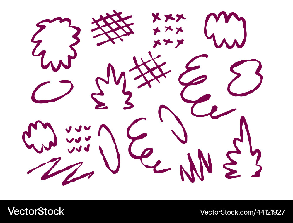Set of abstract lines hand drawn patterns Vector Image