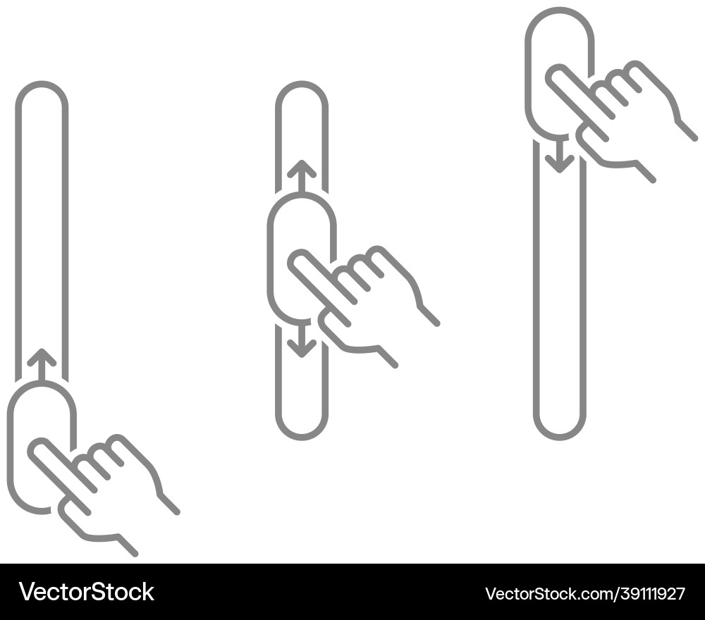Set of up and down swipe line icons on off vector image