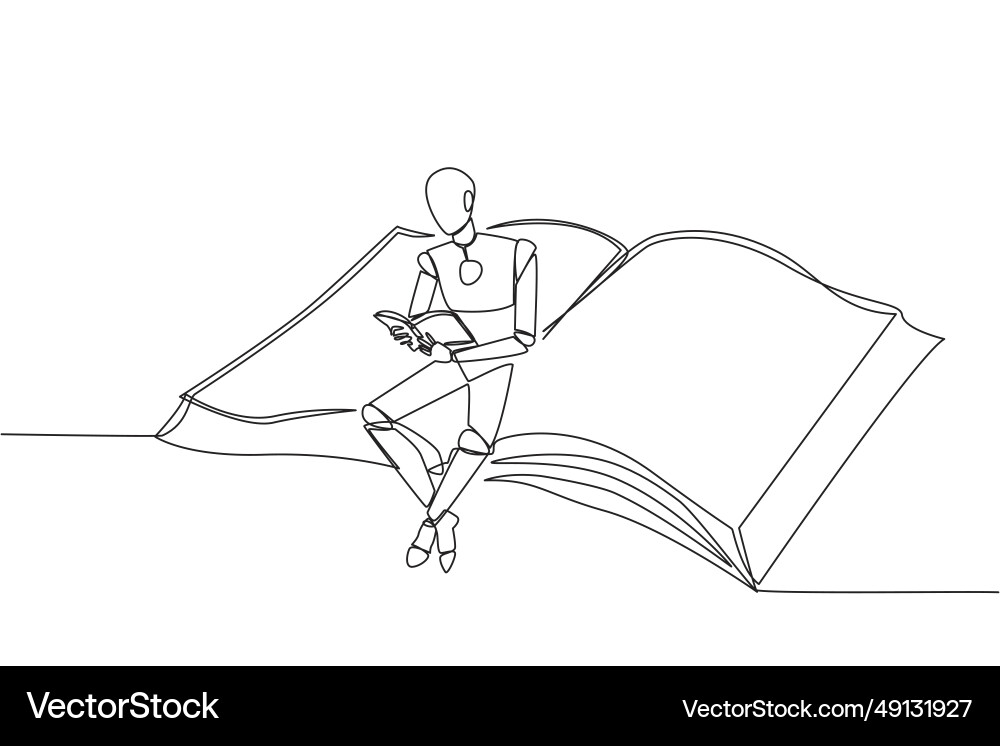 Single continuous line drawing smart robot Single continuous line drawing smart robot vector image