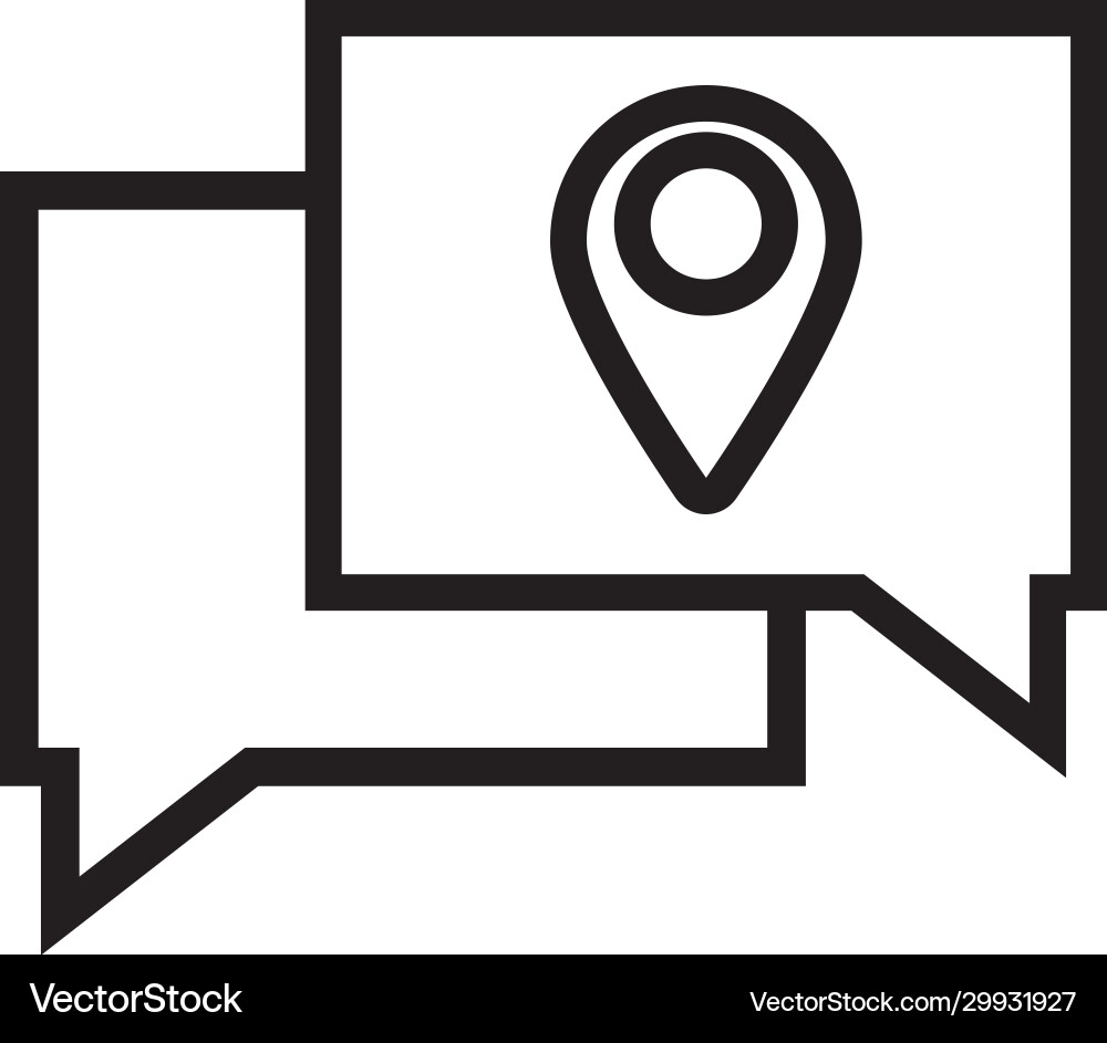 Speech bubbles with pin pointer location line vector image