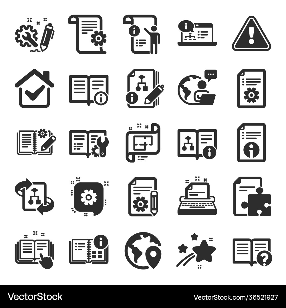 Technical documentation icons set instruction Vector Image