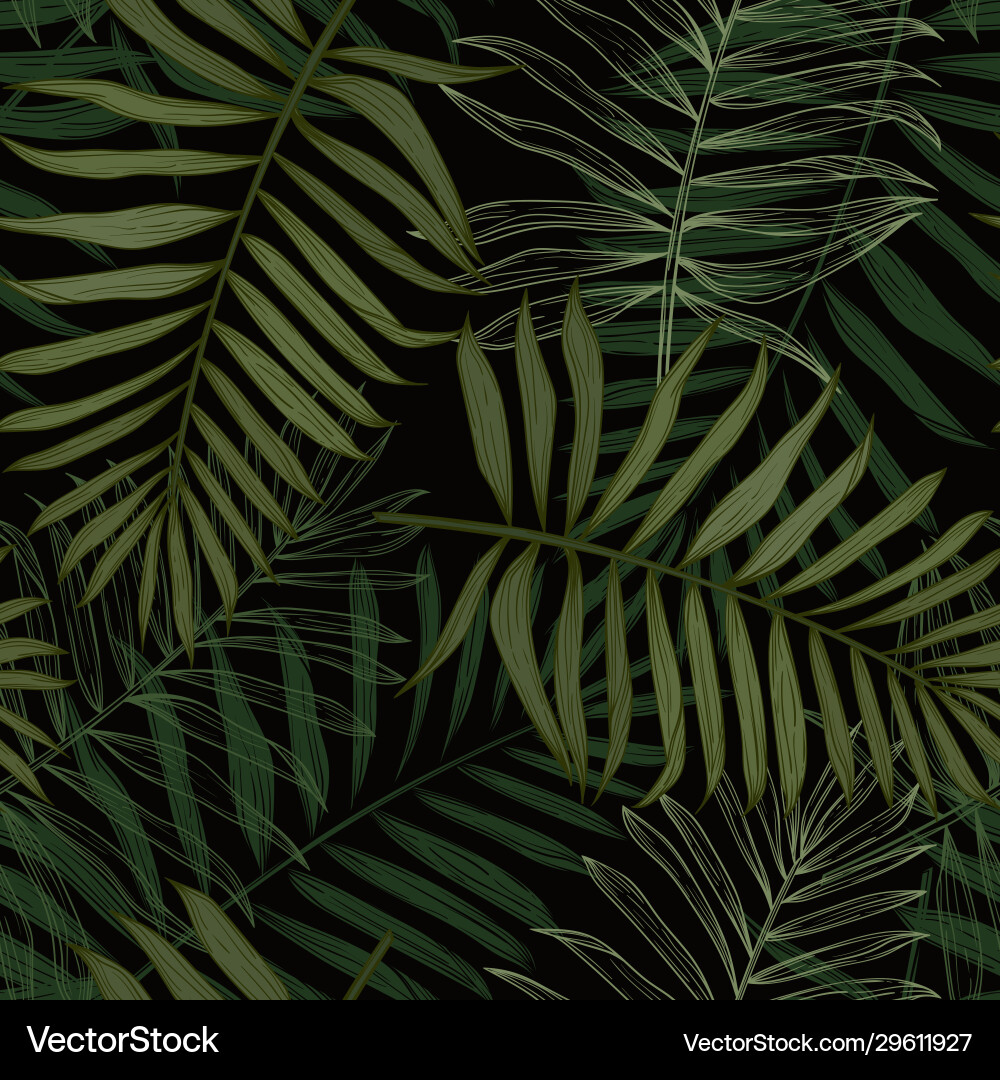 Tropical seamless pattern with palm leaves modern vector image